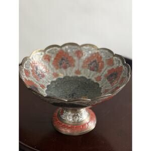 Brass Peacock Bowl (footed), rare brass home decor